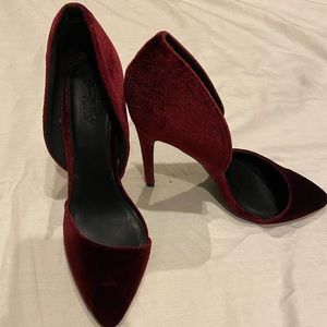 Charlotte Russe burgundy velvet pumps